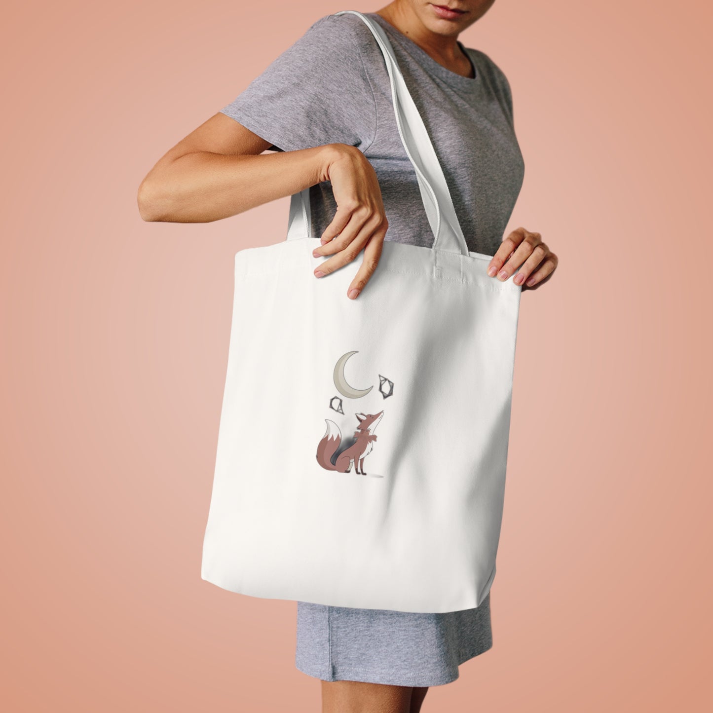 Wild Heart Starry Sky — Fox Stargazing Nature Art Gift for Mom | Celestial Animal Print Tote Bag