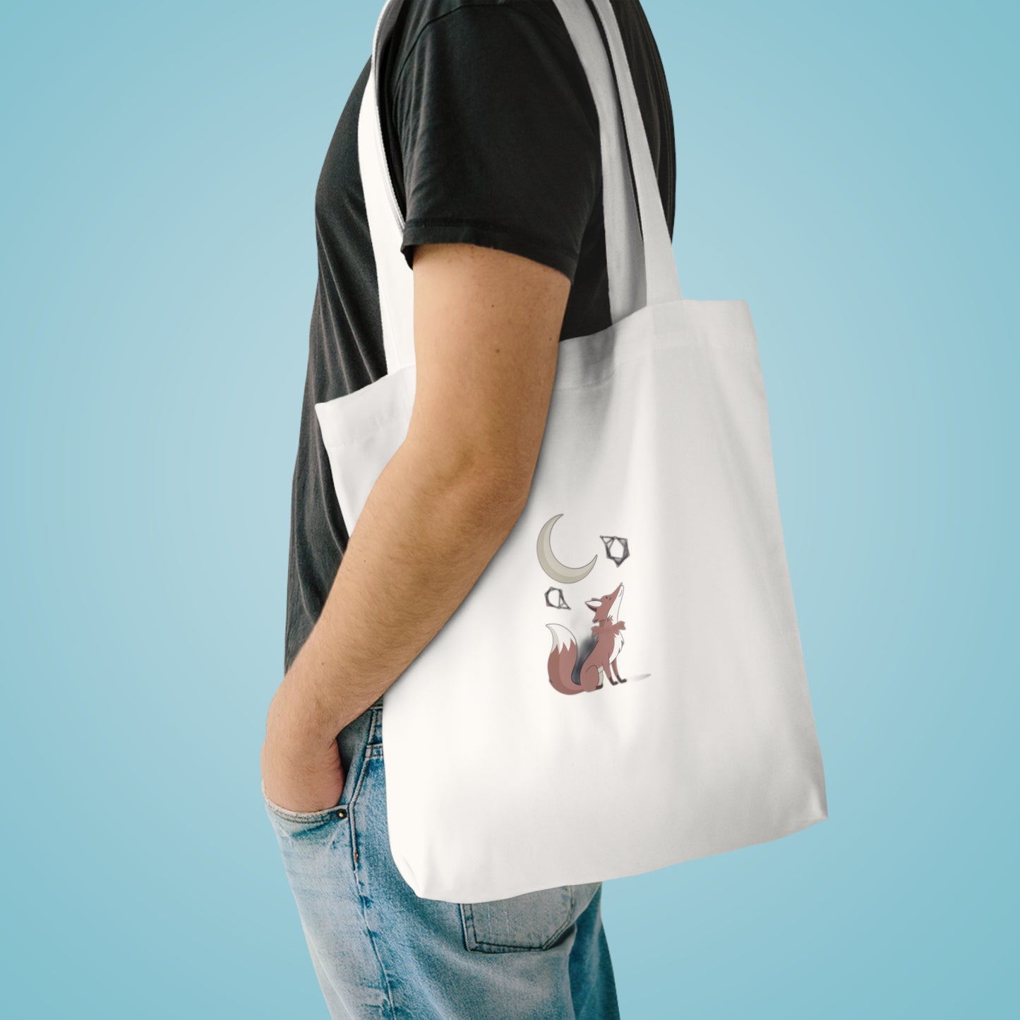 Wild Heart Starry Sky — Fox Stargazing Nature Art Gift for Mom | Celestial Animal Print Tote Bag
