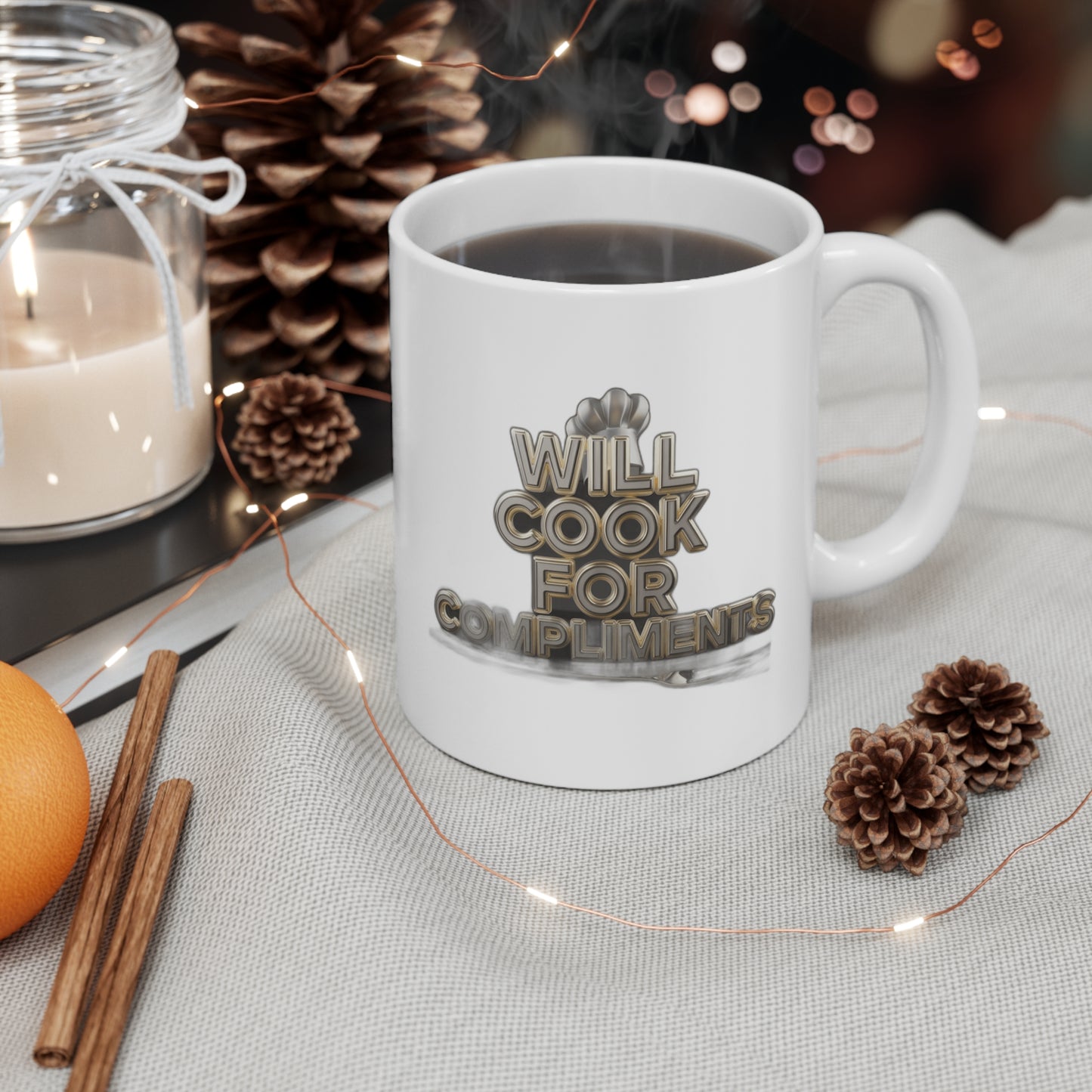 Will Cook For Compliments — Funny Foodie Gift for Mom | Mug, , Tote & More Coffee Mug