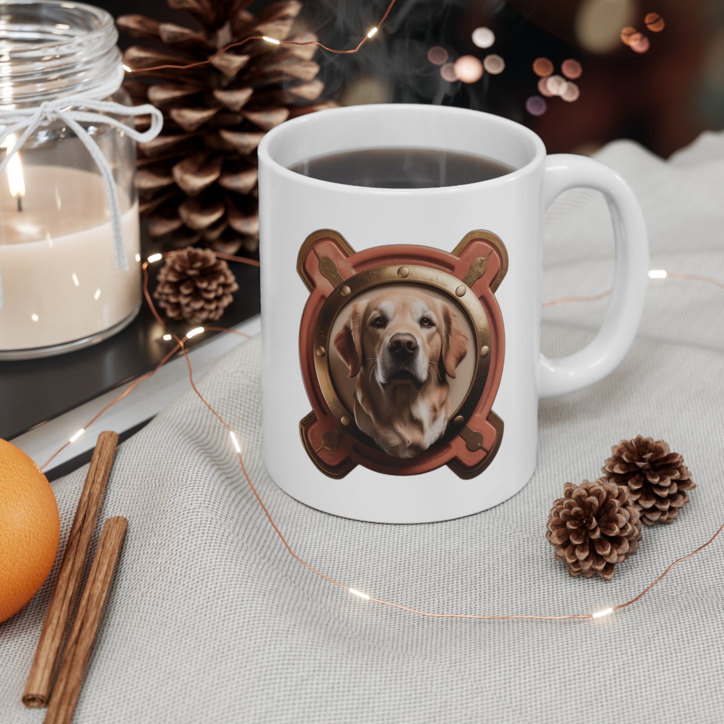 Fur Mama Golden Hearted — Golden Retriever Mom Gift for Mother's Day | Vintage Retro Coffee Mug